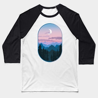 View From the Window - Moonlit Mountains  // Digital Art Baseball T-Shirt